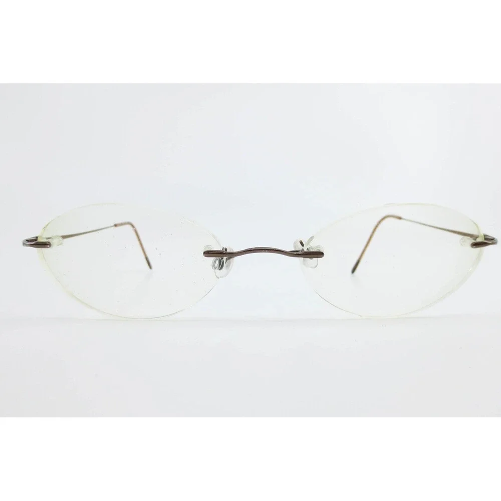 Marchon Airlock 760 Bronze Rimless Oval Eyeglasses Frames 56-19-135 Minimalist